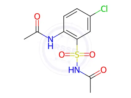Chemical structure of Hydrochlorothiazide Related Compound (N'-(2-Acetyl-sulfamoyl-4-chloro-phenyl) Acetamide)
