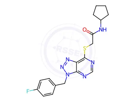 Chemical structure of N-Cyclopentyl-2-((3-(4-fluorobenzyl)-3H-[1,2,3]triazolo[4,5-d]pyrimidin-7-yl)thio)acetamide