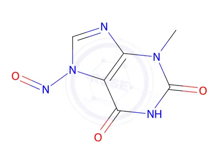 Chemical structure of 3-methyl-7-nitroso-3,7-dihydro-1H-purine-2,6-dione