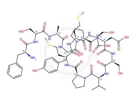 Chemical structure of (S)-3-((S)-1-(L-Tyrosyl-L-seryl-L-alanyl-L-tyrosyl)pyrrolidine-2-carboxamido)-4-(((S)-1-(((S)-1-((S)-2-(((S)-1-(((S)-1-(((S)-1-carboxy-2-hydroxyethyl)amino)-4-(methylthio)-1-oxobut