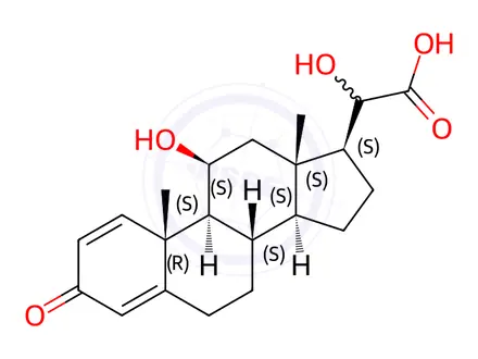 Chemical structure of (11β)-11,20-dihydroxy-3-oxo-pregna-1,4-dien-21-oic acid (Mixture of ismoers)