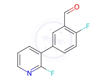 Chemical structure of 2-Fluoro-5-(2-fluoropyridin-3-yl)benzaldehyde