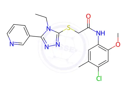 Chemical structure of N-(4-Chloro-2-methoxy-5-methylphenyl)-2-((4-ethyl-5-(pyridin-3-yl)-4H-1,2,4-triazol-3-yl)thio)acetamide