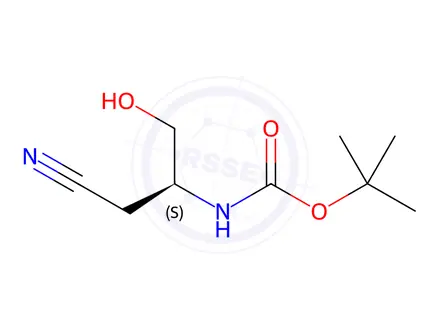 Chemical structure of Carbamic acid, [(1S)-2-cyano-1-(hydroxymethyl)ethyl]-, 1,1-dimethylethyl ester