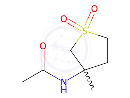 Chemical structure of N-(3-methyl-1,1-dioxidotetrahydrothiophen-3-yl)acetamide