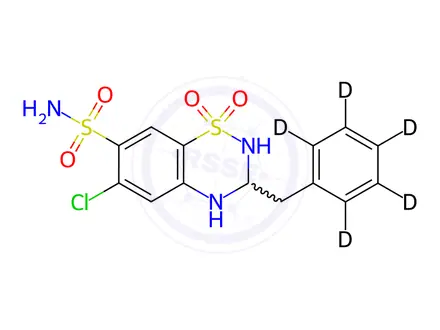 Chemical structure of Benzylhydrochlorothiazide-d5