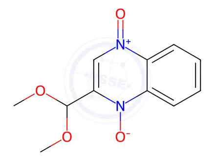 Chemical structure of 2-(dimethoxymethyl)quinoxaline 1,4-dioxide