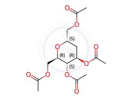 Chemical structure of 2,6-Anhydro-3-deoxy-D-manno-heptitol 1,4,5,7-tetraacetate