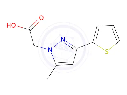 Chemical structure of 2-(5-methyl-3-(thiophen-2-yl)-1h-pyrazol-1-yl)acetic acid