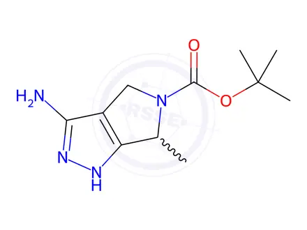 Chemical structure of tert-Butyl 3-amino-6-methyl-4,6-dihydropyrrolo[3,4-c]pyrazole-5(1H)-carboxylate