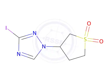 Chemical structure of 3-(3-Iodo-1H-1,2,4-triazol-1-yl)tetrahydrothiophene 1,1-dioxide