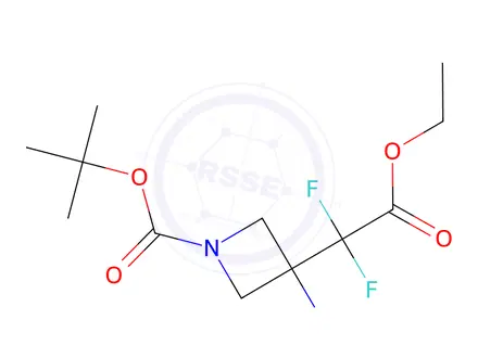 Chemical structure of tert-butyl 3-amino-3-(2-ethoxy-1,1-difluoro-2-oxo-ethyl)azetidine-1-carboxylate