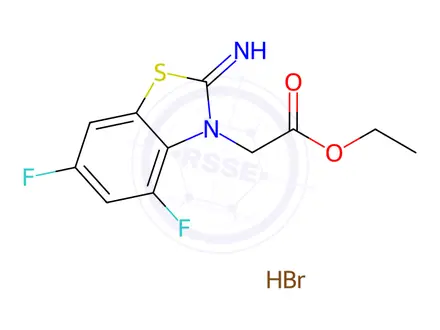 Chemical structure of ethyl 2-(4,6-difluoro-2-iminobenzo[d]thiazol-3(2h)-yl)acetate hydrobromide