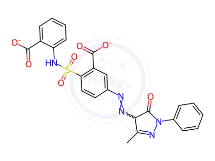 Chemical structure of DISODIUM 2-[[[2-CARBOXYLATOPHENYL]AMINO]SULPHONYL]-5-[[4,5-DIHYDRO-3-METHYL-5-OXO-1-PHENYL-1H-PYRAZO