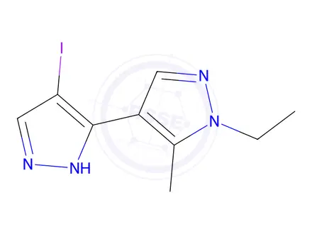 Chemical structure of 1'-Ethyl-4-iodo-5'-methyl-1'H,2H-3,4'-bipyrazole