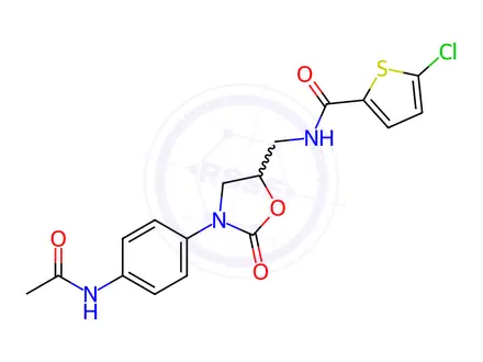 Chemical structure of N-((3-(4-Acetamidophenyl)-2-oxooxazolidin-5-yl)methyl)-5-chlorothiophene-2-carboxamide