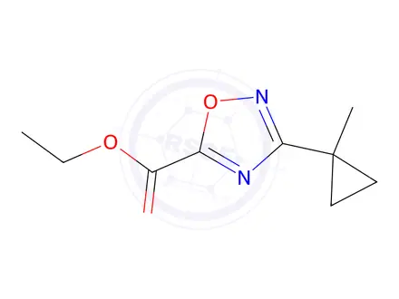 Chemical structure of Ethyl 3-(1-methylcyclopropyl)-1,2,4-oxadiazole-5-carboxylate