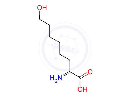 Chemical structure of Octanoic acid, 2-amino-8-hydroxy-