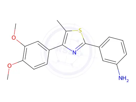 Chemical structure of 3-(4-(3,4-Dimethoxyphenyl)-5-methylthiazol-2-yl)aniline