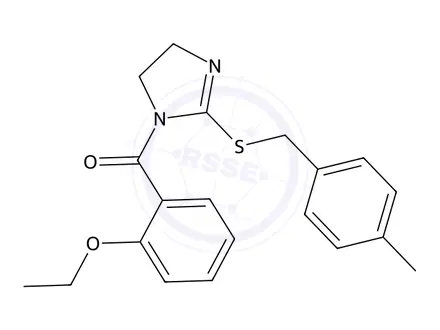 Chemical structure of (2-Ethoxyphenyl)(2-((4-methylbenzyl)thio)-4,5-dihydro-1H-imidazol-1-yl)methanone