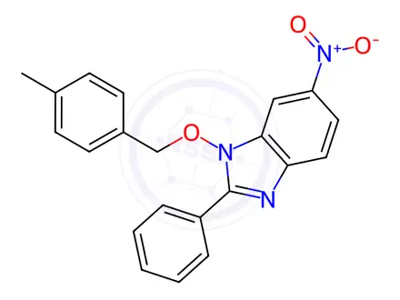 Chemical structure of 1-((4-Methylbenzyl)oxy)-6-nitro-2-phenyl-1H-benzo[d]imidazole
