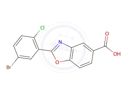 Chemical structure of 2-(5-Bromo-2-chlorophenyl)benzo[d]oxazole-5-carboxylic acid