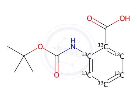 Chemical structure of N-(tert-Butyloxy)carbonyl Anthranilic Acid-13C6