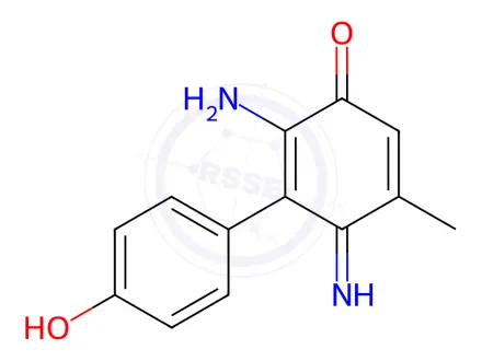 Chemical structure of (4'-hydroxyphenyl)-3-amino-6-methylbenzoquinoneimine