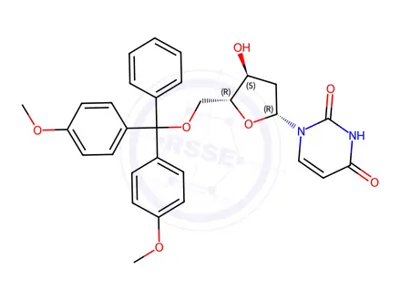 Chemical structure of 5'-O-(4,4'-Dimethoxytrityl)-2’-deoxyuridine