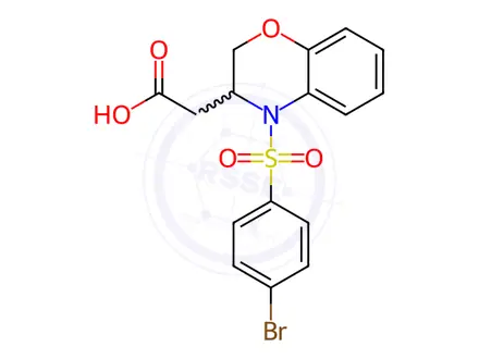 Chemical structure of 2-{4-[(4-bromophenyl)sulfonyl]-3,4-dihydro-2H-1,4-benzoxazin-3-yl}acetic acid