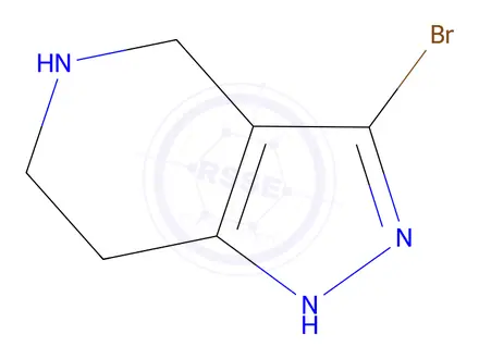 Chemical structure of 1H-Pyrazolo[4,3-c]pyridine, 3-bromo-4,5,6,7-tetrahydro-, hydrochloride (1:2)