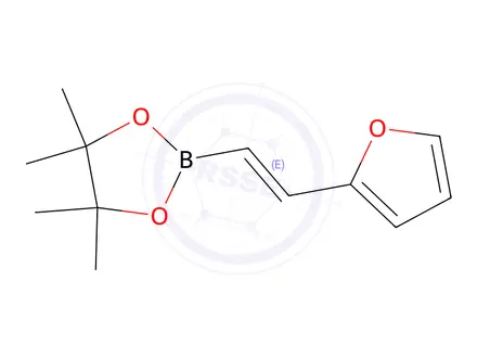 Chemical structure of (E)-2-(2-(Furan-2-yl)vinyl)-4,4,5,5-tetramethyl-1,3,2-dioxaborolane