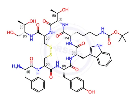 Chemical structure of [Tyr3,Lys5(Boc)]Octreotide Acetate