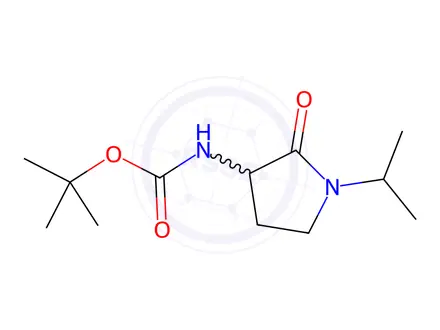 Chemical structure of Carbamic acid, N-[1-(1-methylethyl)-2-oxo-3-pyrrolidinyl]-, 1,1-dimethylethyl ester
