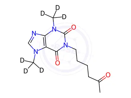 Chemical structure of Pentoxifylline-D6 (Dimethyl-D6)