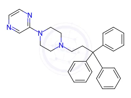 Chemical structure of 2-[4-(3,3,3-Triphenylpropyl)-1-piperazinyl]pyrazine
