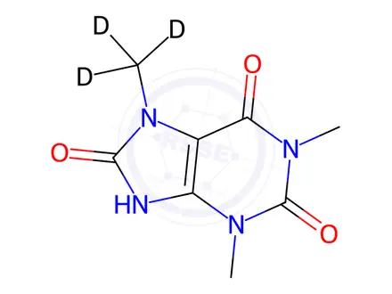 Chemical structure of 1,3,7-Trimethyluric Acid-d3
