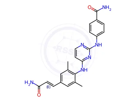 Chemical structure of 4-{4-[4-(2-Cyano-vinyl)-2,6-dimethyl-phenylamino]-1-oxy-pyrimidin-2-ylamino}-benzamide