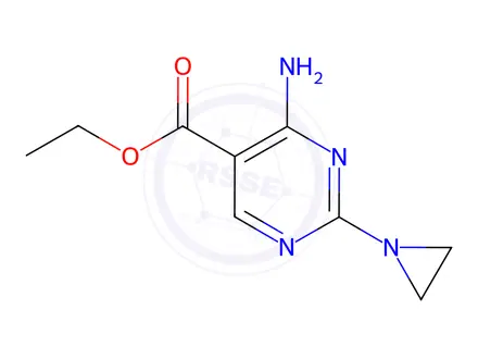 Chemical structure of Ethyl 4-amino-2-(aziridin-1-yl)pyrimidine-5-carboxylate