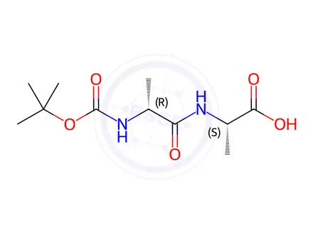 Chemical structure of (S)-2-((R)-2-tert-butoxycarbonylamino-1-hydroxy-propylamino)-propionic acid: BOCNH-D-Ala-L-Ala-OH: