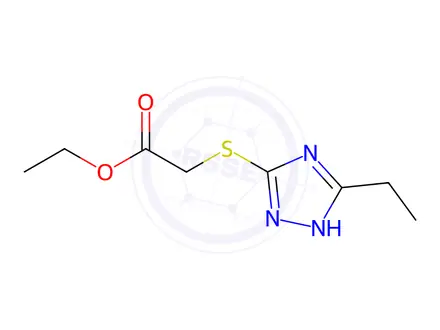 Chemical structure of Acetic acid, [(5-ethyl-1H-1,2,4-triazol-3-yl)thio]-, ethyl ester (9CI)