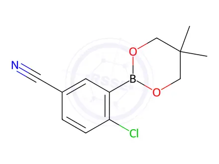 Chemical structure of Benzonitrile, 4-chloro-3-(5,5-dimethyl-1,3,2-dioxaborinan-2-yl)-