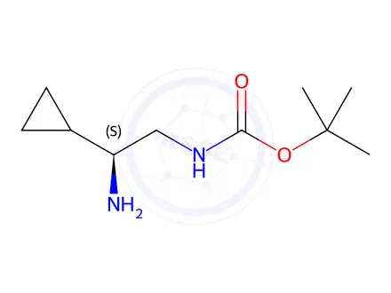 Chemical structure of Carbamic acid, N-[(2S)-2-amino-2-cyclopropylethyl]-, 1,1-dimethylethyl ester