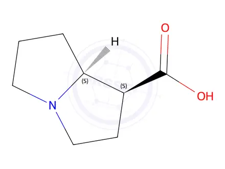 Chemical structure of (1R,7AR)-hexahydro-1H-pyrrolizine-1-carboxylic acid