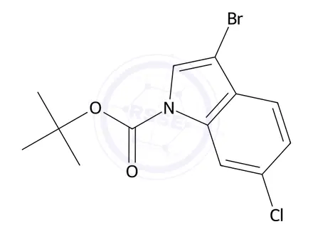Chemical structure of N-Boc-3-bromo-6-chloroindole