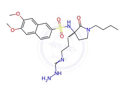 Chemical structure of 2-Naphthalenesulfonamide, N-[3-[3-[(aminoiminomethyl)amino]propyl]-1-butyl-2-oxo-3-pyrrolidinyl]-6,7-dimethoxy-