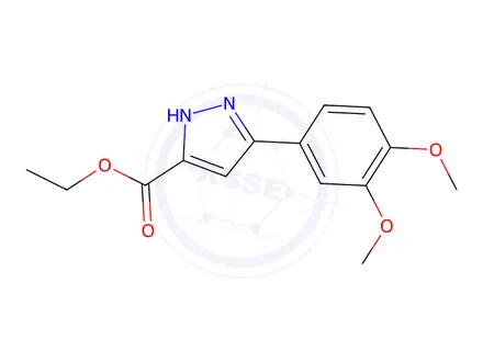 Chemical structure of Ethyl 5-(3,4-dimethoxyphenyl)-1H-pyrazole-3-carboxylate