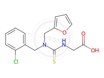 Chemical structure of ({[(2-Chlorobenzyl)(2-furylmethyl)amino]-carbonothioyl}amino)acetic acid