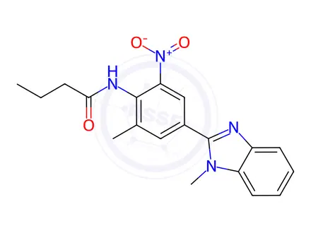 Chemical structure of N-(2-Methyl-4-(1-methyl-1H-benzo[d]imidazol-2-yl)-6-nitrophenyl)butyramide