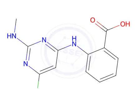 Chemical structure of 2-((6-Chloro-2-(methylamino)pyrimidin-4-yl)amino)benzoic acid